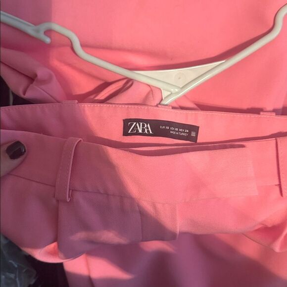 NWOT ZARA Womens Bubble Gum Pink Wide Leg Pants - Picture 3 of 4